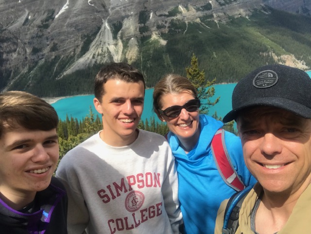 Mullins family enjoying the lake and forests of Banff National Park.